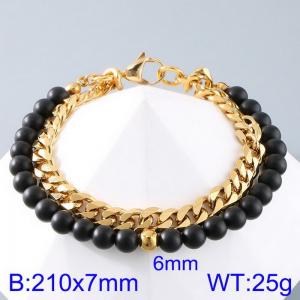 6mm bead Cuban double chain stainless steel bracelet - KB191610-Z