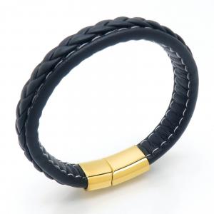 Stainless Steel Leather Bracelet - KB202343-JZ