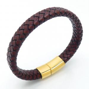 Stainless Steel Leather Bracelet - KB202344-JZ