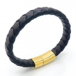 Stainless Steel Leather Bracelet - KB202346-JZ