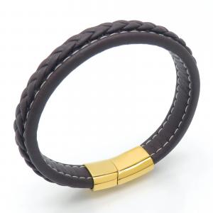 Stainless Steel Leather Bracelet - KB202347-JZ