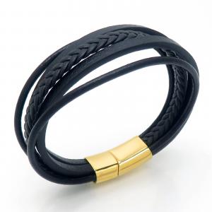 Stainless Steel Leather Bracelet - KB202349-JZ