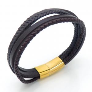 Stainless Steel Leather Bracelet - KB202351-JZ