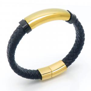 Stainless Steel Leather Bracelet - KB202354-JZ