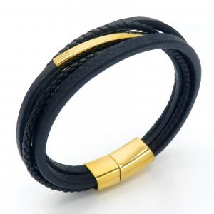 Stainless Steel Leather Bracelet - KB202355-JZ