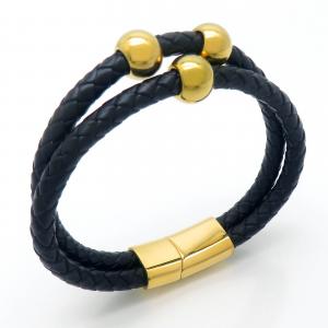 Stainless Steel Leather Bracelet - KB202356-JZ