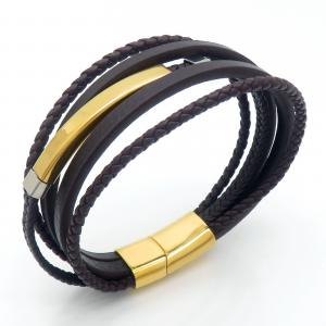 Stainless Steel Leather Bracelet - KB202359-JZ