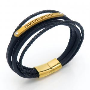 Stainless Steel Leather Bracelet - KB202360-JZ