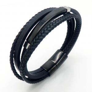 Stainless Steel Leather Bracelet - KB202363-JZ