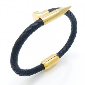 Stainless Steel Leather Bracelet - KB202364-JZ