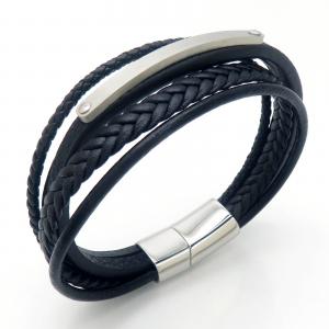 Stainless Steel Leather Bracelet - KB202365-JZ