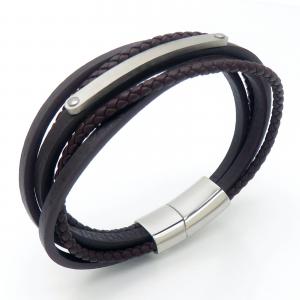 Stainless Steel Leather Bracelet - KB202366-JZ