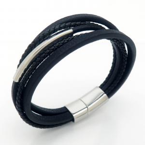 Stainless Steel Leather Bracelet - KB202367-JZ