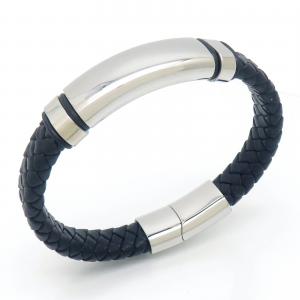 Stainless Steel Leather Bracelet - KB202368-JZ