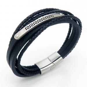 Stainless Steel Leather Bracelet - KB202370-JZ