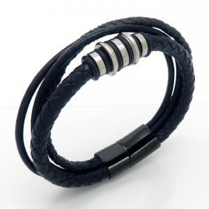 Stainless Steel Leather Bracelet - KB202371-JZ