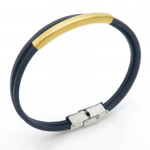 Stainless Steel Leather Bracelet - KB202377-JZ