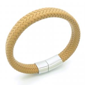 Stainless Steel Leather Bracelet - KB202379-JZ