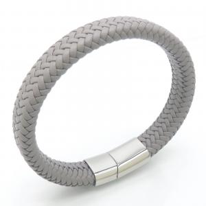 Stainless Steel Leather Bracelet - KB202382-JZ