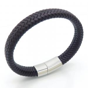 Stainless Steel Leather Bracelet - KB202383-JZ