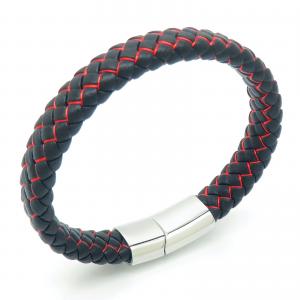 Stainless Steel Leather Bracelet - KB202385-JZ