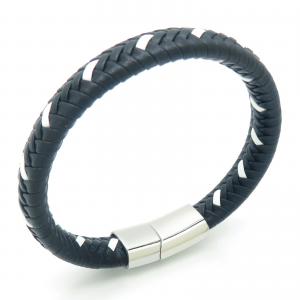 Stainless Steel Leather Bracelet - KB202386-JZ