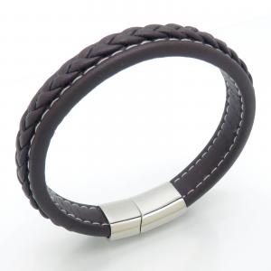 Stainless Steel Leather Bracelet - KB202387-JZ