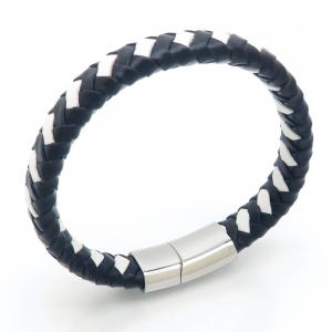 Stainless Steel Leather Bracelet - KB202389-JZ