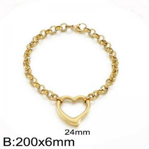 Stainless steel pearl chain heart-shaped bracelet - KB202815-Z