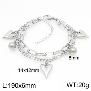 Stainless steel fashionable heart-shaped double-layer bracelet - KB202904-Z