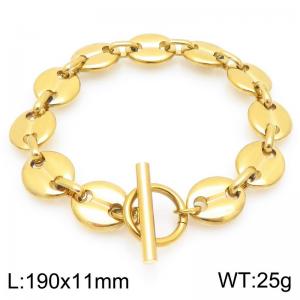 Fashionable and personalized stainless steel coffee bean bracelet with OT buckle - KB202962-Z