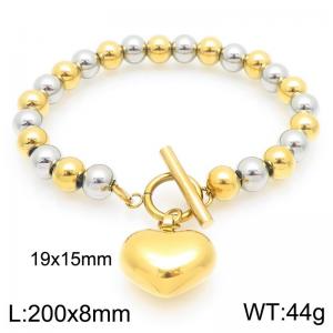 Fashionable and trendy stainless steel handmade bead string paired with hollow heart-shaped accessories - KB202964-Z