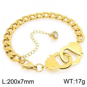 Fashionable couple style heart to heart magnetic stainless steel bracelet with handcuff buckle - KB202978-Z