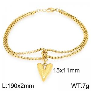 Simple stainless steel double-layer square pearl chain paired with heart-shaped accessories - KB202983-Z