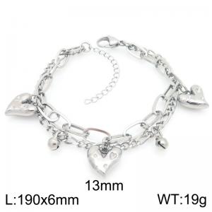 Personalized and trendy stainless steel double-layer splicing chain paired with heart-shaped and small bell accessories - KB202986-Z