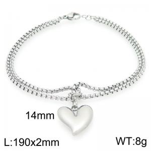 Simple stainless steel double-layer square pearl chain paired with heart-shaped accessories - KB202990-Z