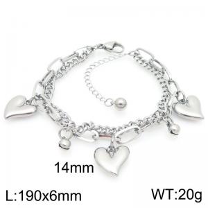 Personalized and trendy stainless steel double-layer splicing chain paired with heart-shaped and small bell accessories - KB202993-Z
