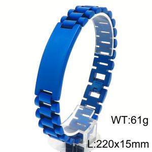 Fashionable and personalized stainless steel 220 × 15mm strap chain splicing curved plate accessories men's domineering blue bracelet - KB203053-KFC