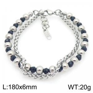 Personalized design double-layer bead separated stainless steel bracelet - KB203116-Z