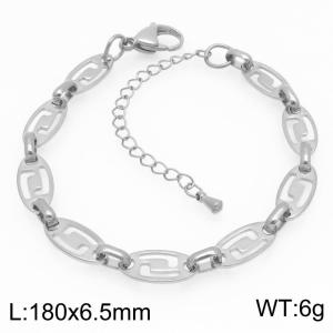 Simple and stylish stainless steel hollow bracket pattern oval splicing chain bracelet - KB203445-Z