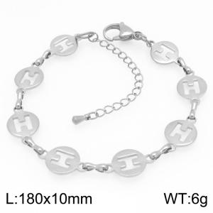 Simple and stylish stainless steel hollow letter H splicing chain bracelet - KB203447-Z