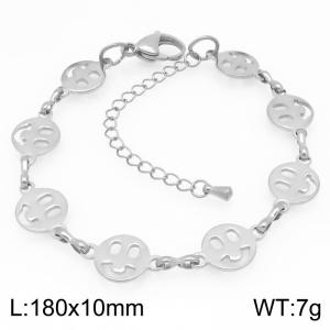 Simple and stylish stainless steel hollow smiling face pattern splicing chain bracelet - KB203451-Z