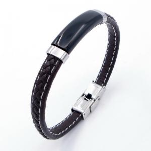 Stainless Steel Leather Bracelet - KB204003-JZ