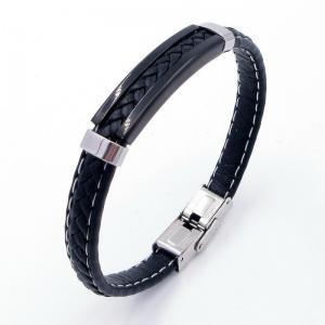 Stainless Steel Leather Bracelet - KB204004-JZ