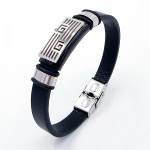 Stainless Steel Leather Bracelet - KB204006-JZ