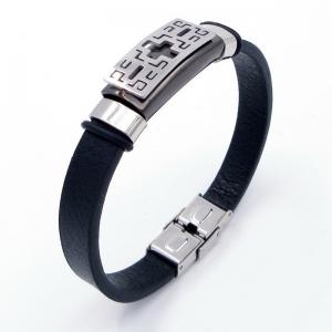 Stainless Steel Leather Bracelet - KB204008-JZ