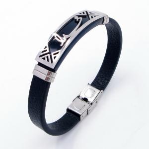 Stainless Steel Leather Bracelet - KB204018-JZ