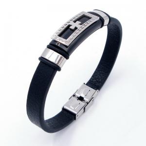 Stainless Steel Leather Bracelet - KB204024-JZ