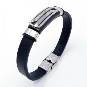 Stainless Steel Leather Bracelet - KB204027-JZ