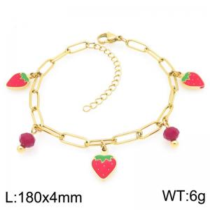 Sweet Cute Beads Fruit Strawberry Stainless Steel Charm Pendant Bracelet for Women  Fashion Jewelry - KB204040-ZG